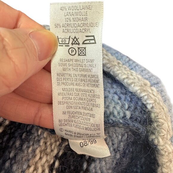 Marks & Spencer St Michael Womens Wool & Mohair Blend Striped Sweater UK 10 Blue - Picture 4 of 8